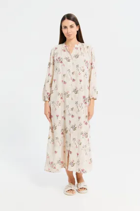 Women Ivory Floral Print Nightgown