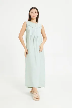 Women Mint Embroidery Nightgown