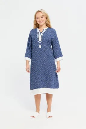 Women Navy Embellished Nightgown